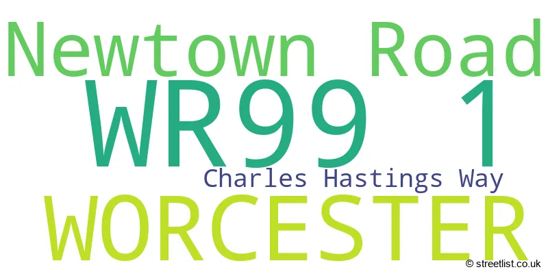 A word cloud for the WR99 1 postcode
